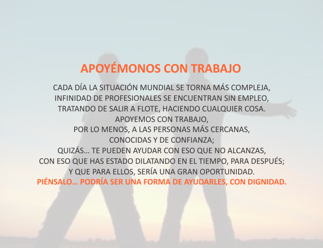 Apoyémonos con trabajo Agosto 29 de 2012